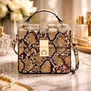 NWT Mango Crossbody Snake Print Bag With Shoulder Strap